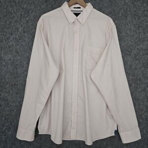 Banana Republic Shirt Mens 2XL Pink Micro Dot Untucked Fit Oxford Button Down